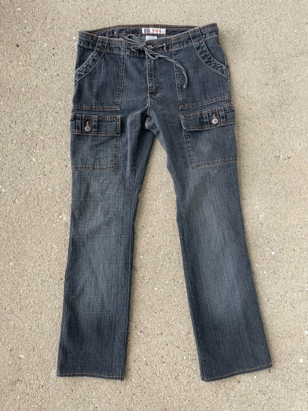Vintage Y2K Faded Glory Stretch Bootcut Cargo Jeans 10 Low Rise Indie Sleaze